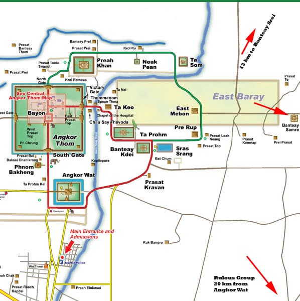 Angkor Temple Circuit Map