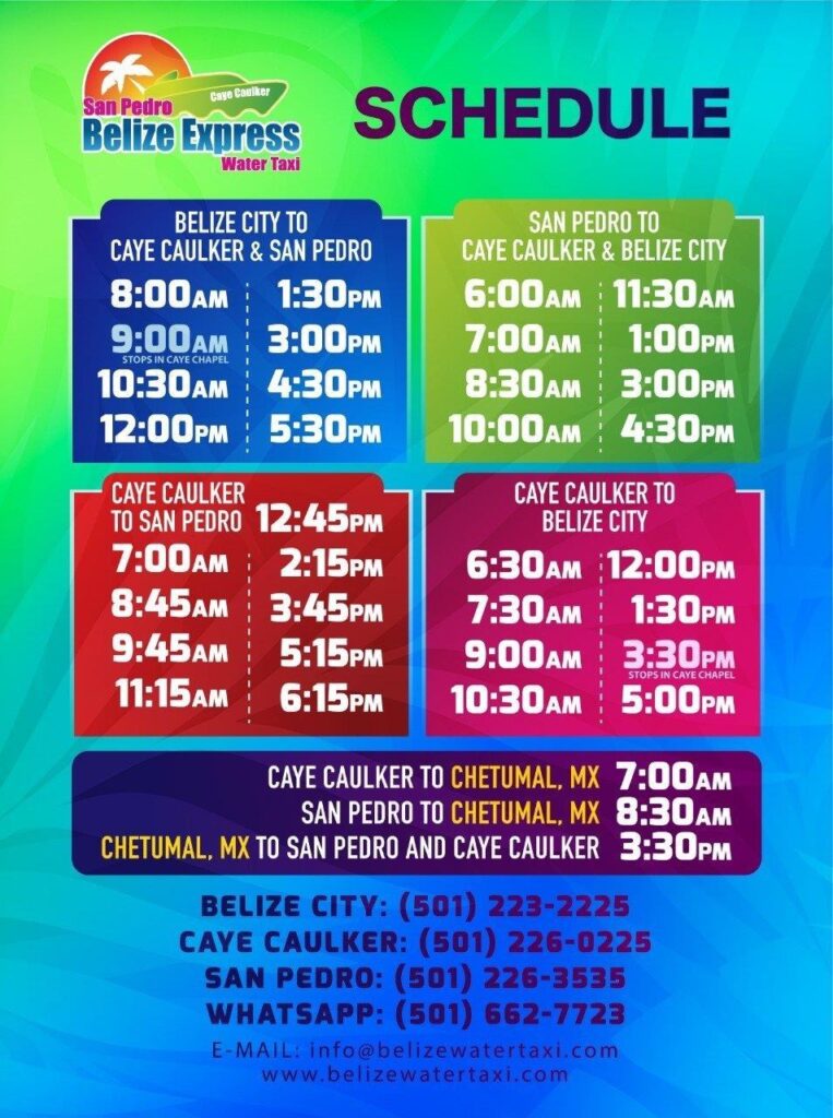 Ferry Schedule Belize City Caye Caulker