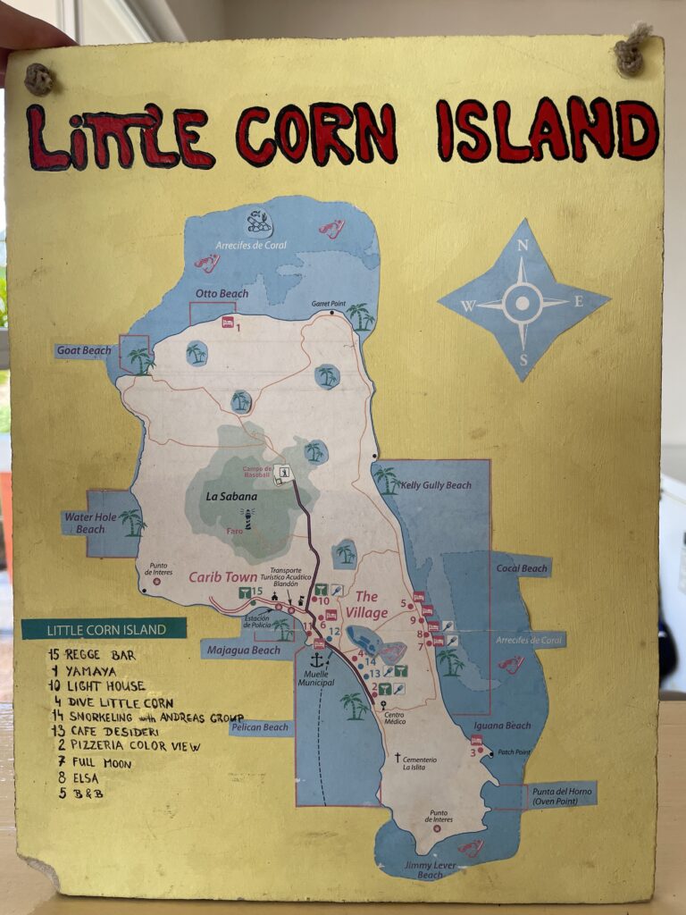 Map of Little Corn Nicaragua